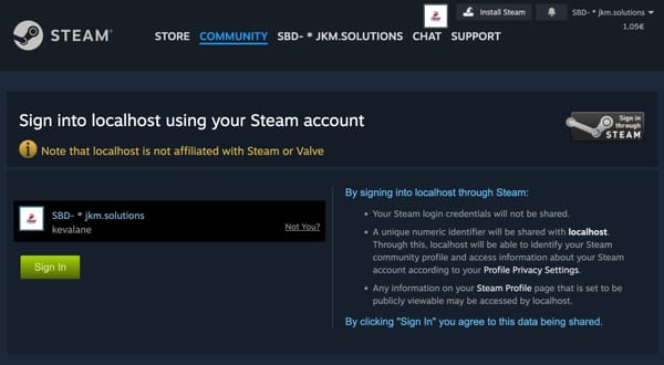 Sign in through Steam using NodeJS